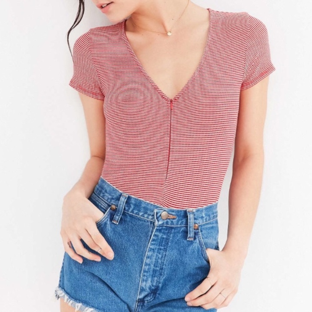 UO Retro Red Striped Bodysuit